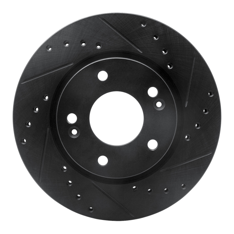 Hyundai Elantra Brake Rotor (1) - Front Right - R1 Concepts - Drilled & Slotted - Black - `07-`10